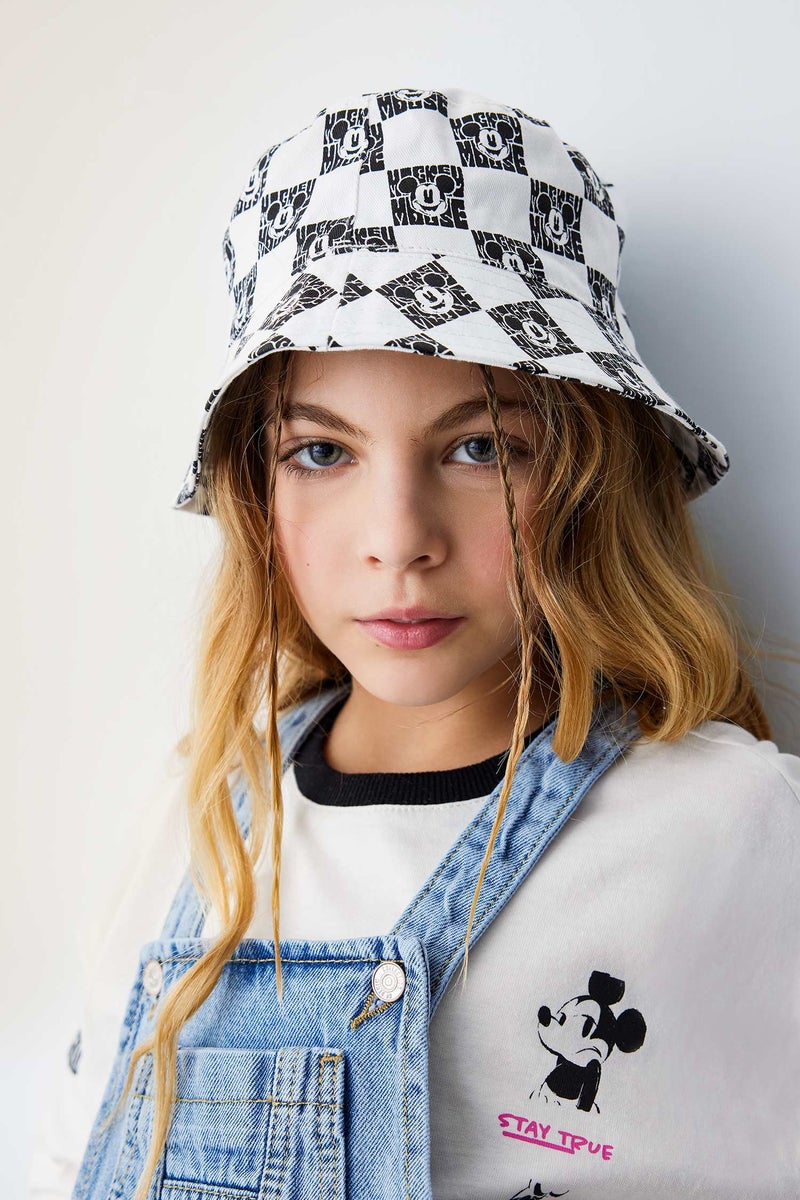 DeFacto Black Girl Girl Gabardine Printed Mickey & Minnie Licensed Hat Casual - Image 5